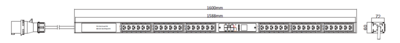 PDU IEX PIM 60x72mm blau, 36 x IEX (C13/C19) schwarz / weiss / grau