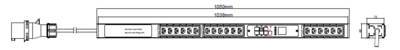 PDU IEX POMS 60x72mm, 18 x IEX (C13/C19 Combo), schwarz