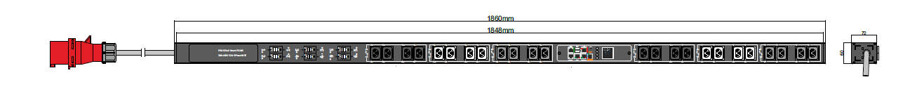 PDU IEX POMS 60x72mm, 24 x IEX (C13/C19 Combo), schwarz