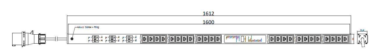 PDU IEX PM 55x55mm, 24 x IEX (C13/C19 Combo), schwarz