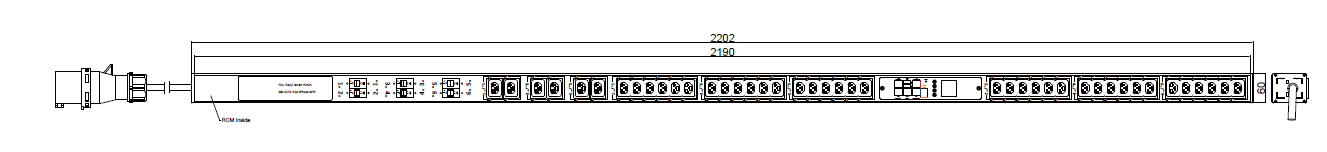 PDU IEX POMS 60x72mm, 42 x IEX (C13/C19 Combo), schwarz