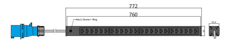 PDU IEX BASIC 55x55.4mm, 24 x IEX (C13/C19 Combo), schwarz