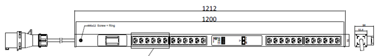 PDU IEX PIML 55x55mm, 24 x IEX (C13/C19 Combo), schwarz, FI/LS