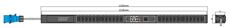 PDU IEX POMS 60x72mm, 24 x IEX (C13/C19 Combo), schwarz