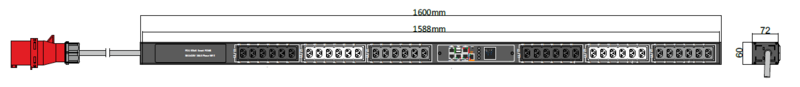 PDU IEX POMS 60x72mm, 36 x IEX (C13/C19 Combo), schwarz