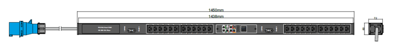 PDU IEX POMS 60x72mm, 24 x IEX (C13/C19 Combo), schwarz