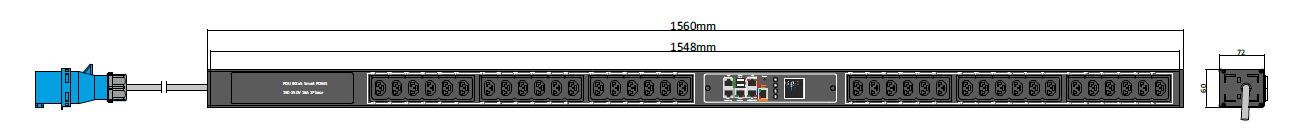 PDU IEX POMS 60x72mm, 36 x IEX (C13/C19 Combo), schwarz