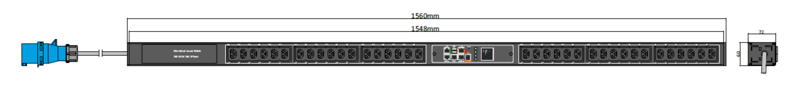 PDU IEX POMS 60x72mm, 36 x IEX (C13/C19 Combo), schwarz