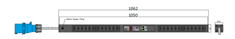 PDU IEX PIML 55x55mm, 24 x IEX (C13/C19 Combo), schwarz