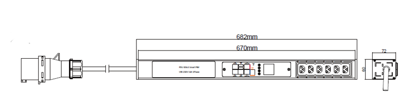 PDU IEX PIM 60x72mm, 6 x IEX (C13/C19 Combo), schwarz
