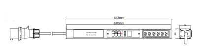 PDU IEX PIM 60x72mm, 6 x IEX (C13/C19 Combo), schwarz