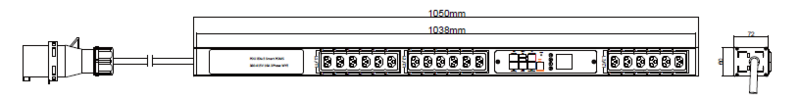 PDU IEX POMS 60x72mm, 18 x IEX (C13/C19 Combo), weiss