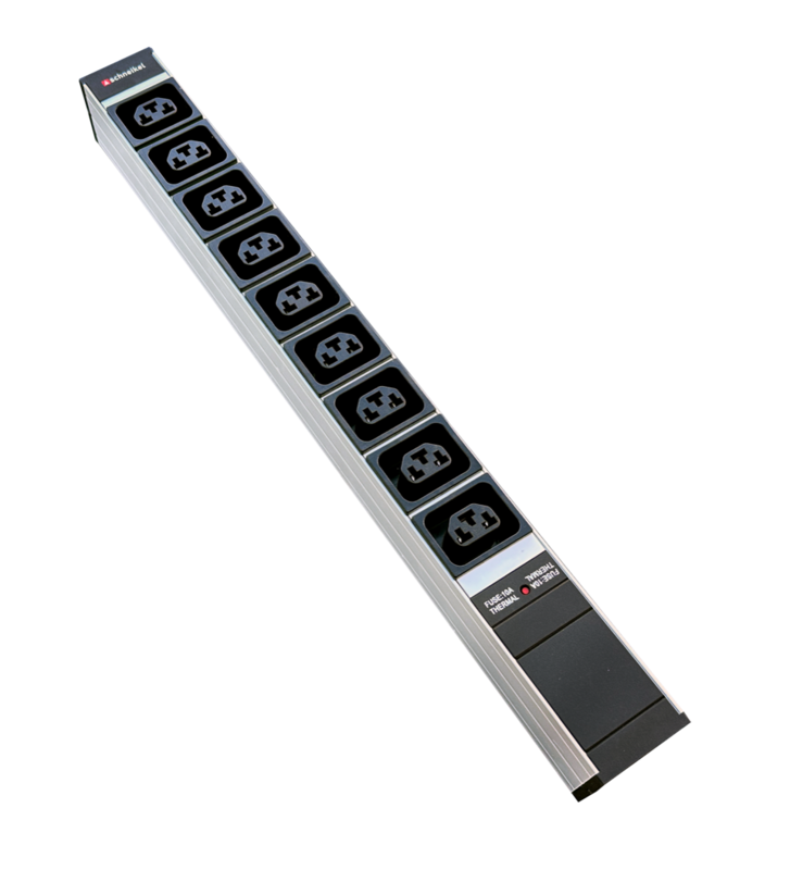 Steckdosenleiste 19&quot; 1HE, 9 x IEX (C13/C19 Combo) schwarz, Thermal Fuse 10A
