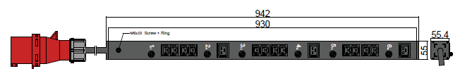 PDU BASIC 55x55mm, 12 x C13 &amp; 3 x C19, schwarz