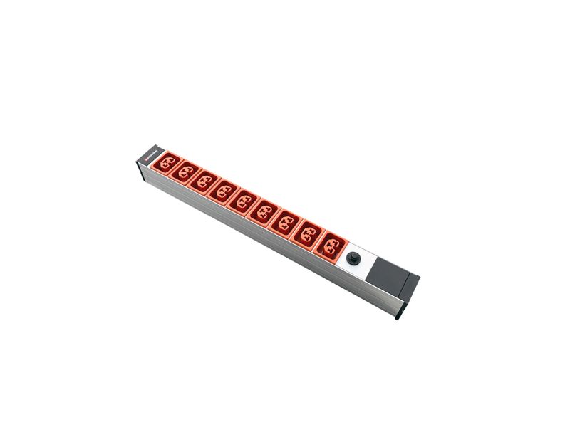 Steckdosenleiste 19&quot; 1HE, 9 x IEX (C13/C19 Combo) orange, Thermal Fuse 10A