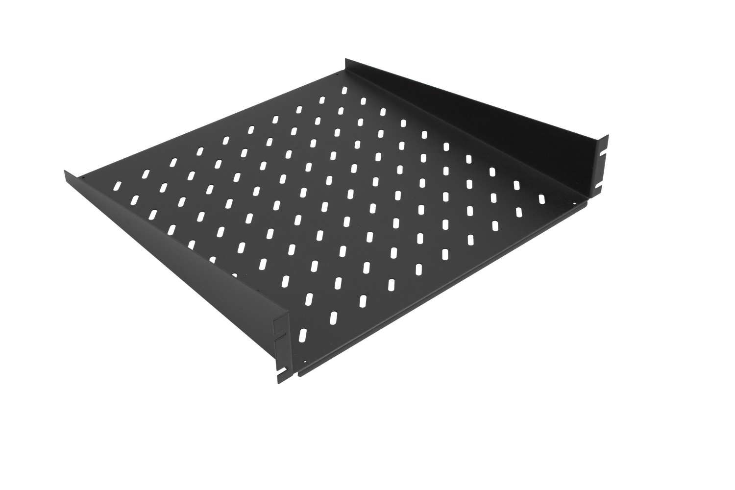 19&quot; Tablar 2HE fest 450mm Tiefe, 25Kg, RAL9005, Frontmontage