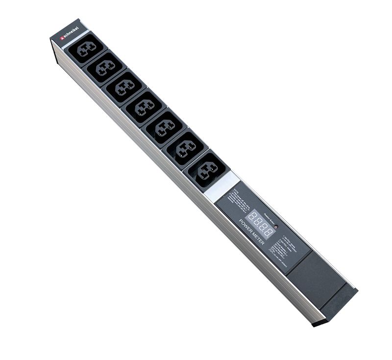 Steckdosenleiste 19&quot; 1HE, 7 x IEX (C13/C19 Combo) schwarz, Power Meter