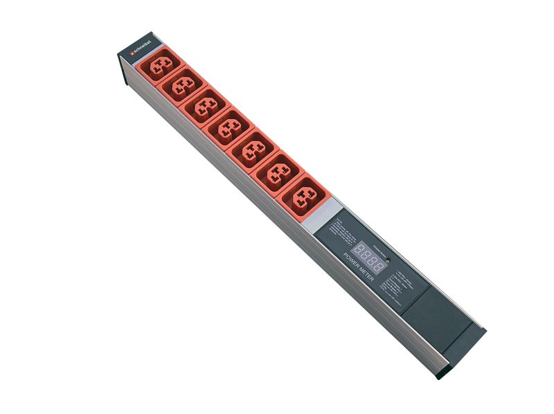 Steckdosenleiste 19&quot; 1HE, 7 x IEX (C13/C19 Combo) orange, Power Meter