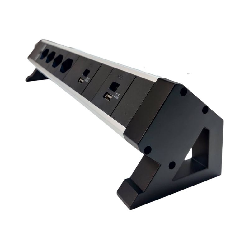 PDU Desk-Mountain, 4 x T13 schwarz, 2 x USB-A, 2 x USB-C, Thermal Fuse 10A