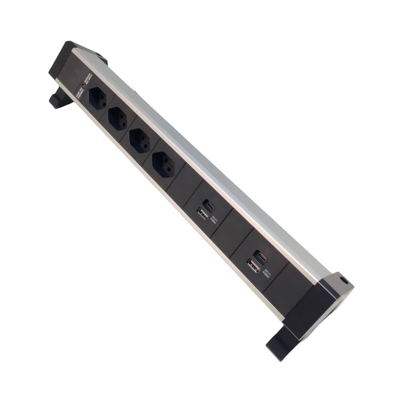 PDU Desk-Mountain, 4 x T13 schwarz, 2 x USB-A, 2 x USB-C, Thermal Fuse 10A