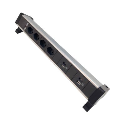 PDU Desk-Mountain, 4 x T13 schwarz, 2 x USB-A, 2 x USB-C, Thermal Fuse 10A