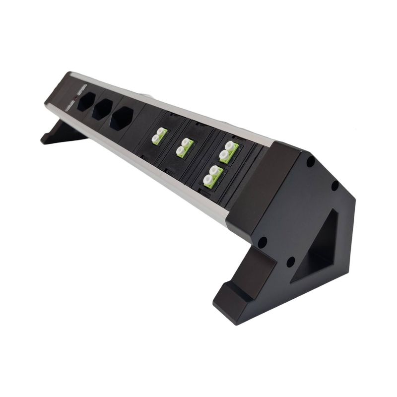 PDU Desk-Mountain, 3 x T13 schwarz, 4 x Keystone Modul für LC Duplex, Thermal Fuse 10A