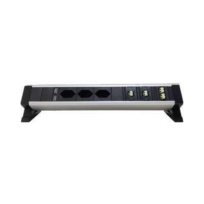 PDU Desk-Mountain, 3 x T13 schwarz, 4 x Keystone Modul für LC Duplex, Thermal Fuse 10A