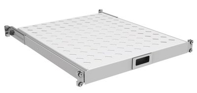 19&quot; x 1HE Tablar ausziehbar 450mm-550mm Tiefe, 30Kg, RAL7035, an 4 Profilen montiert