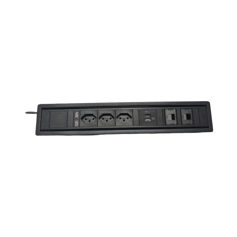 PDU Desk-Insert, 3 x T13 schwarz, 1 x USB Charger A+C, 2 x Leerplatz, Thermal Fuse 10A