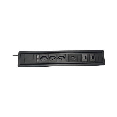 PDU Desk-Insert, 3 x T13 schwarz, 1 x USB Charger A+C, 2 x Leerplatz, Thermal Fuse 10A