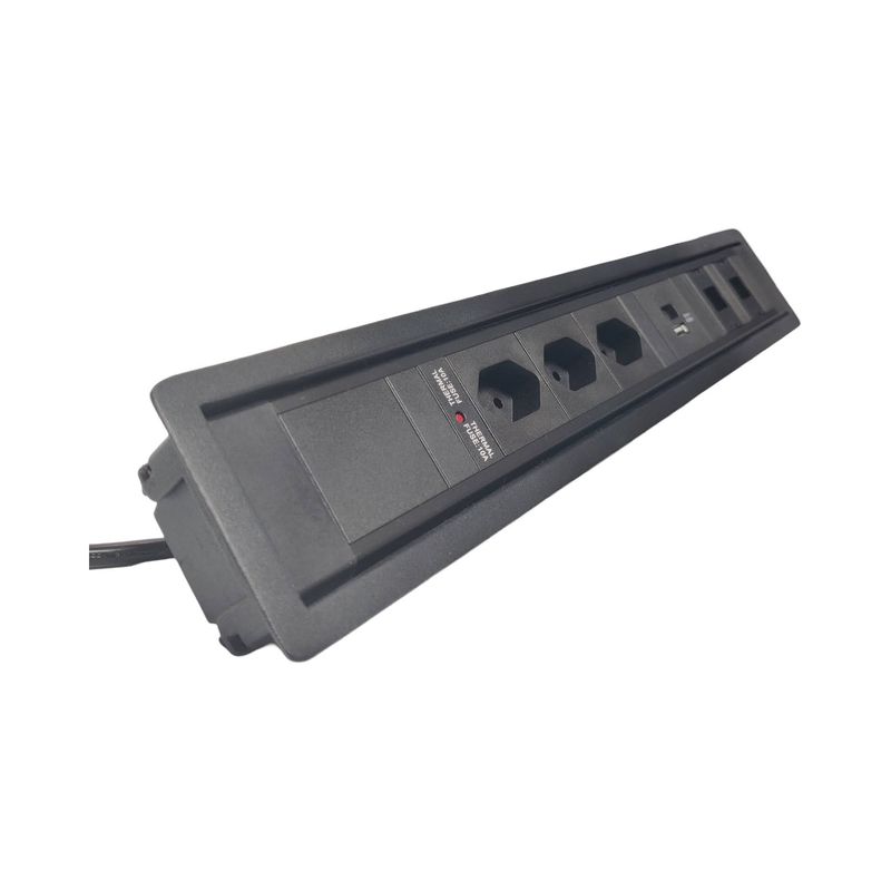 PDU Desk-Insert, 3 x T13 schwarz, 1 x USB Charger A+C, 2 x Leerplatz, Thermal Fuse 10A