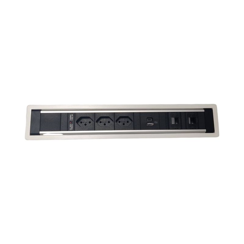 PDU Desk-Insert, 3 x T13 schwarz, 1 x USB Charger A+C, 2 x Leerplatz, Thermal Fuse 10A