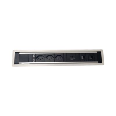 PDU Desk-Insert, 3 x T13 schwarz, 1 x USB Charger A+C, 2 x Leerplatz, Thermal Fuse 10A