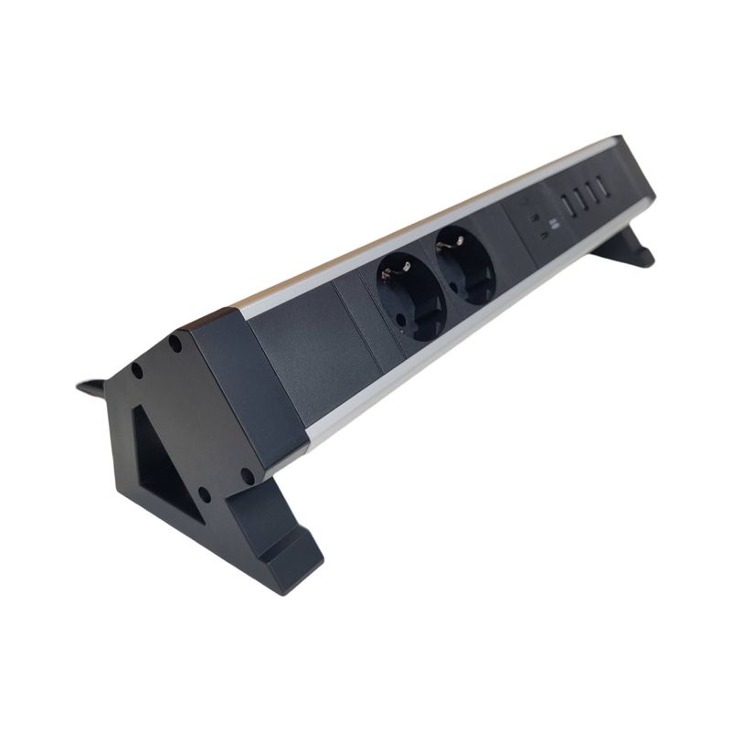 PDU Desk Mountain, 2 x Schuko schwarz, 4-fach USB-HUB 3.0, USB C+C