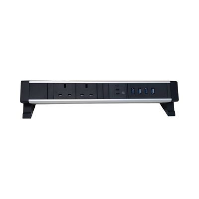 PDU Desk Mountain, 2 x UK BS1363 schwarz, 4-fach USB-HUB 3.0, USB C+C