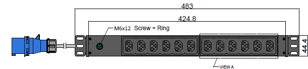 19&quot; PDU IEX BASIC 1HEx60mm, 12 x IEX (C13/C19), schwarz