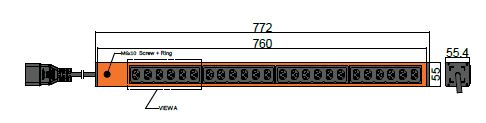 PDU IEX BASIC 55x55.4mm, 24 x IEX (C13/C19), orange