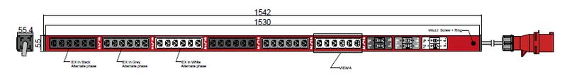 PDU IEX BASIC 55x55mm, 36 x IEX (C13/C19 Combo), rot
