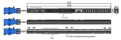 PDU IEX BASIC 55x55mm, 5 x T13 &amp; 19 x IEX (C13/C19), orange