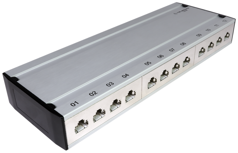 Patch box mini 12×RJ45 Kat.6a STP, al-gu, geschirmt