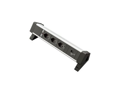 PDU Desk-Mountain, 3 x T13 schwarz, USB Charger A+C, Thermal Fuse 10A