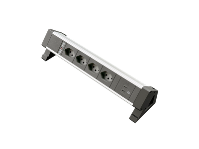 PDU Desk-Mountain, 4 x T13 schwarz, 1 x USB C+C, Thermal Fuse 10A