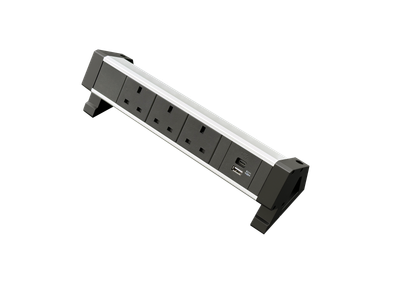 PDU Desk Mountain, 3 x UK BS1363 schwarz, 1 x USB A+C