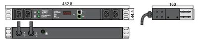PDU ATS 1-phasig, 4 x IEX (C13/C19 Combo), 2 x Zuleitung, C20