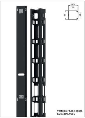 Vertikaler Kabelmanager, 42HE, 100x111mm, RAL9005