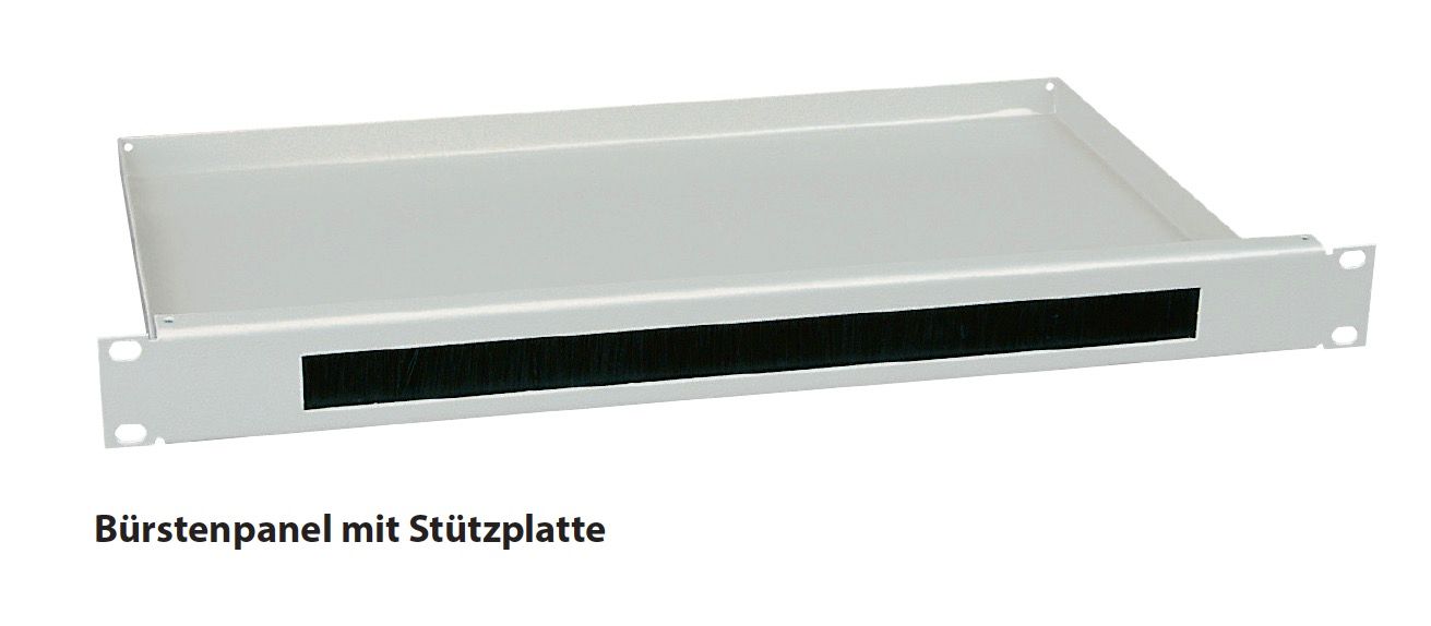 19&#39;&#39;/1HE Bürstenpanel, mit Stützplatte, RAL7035, geschlossen