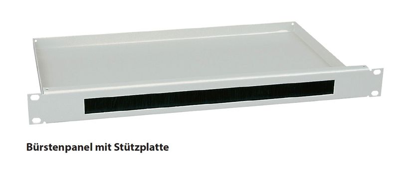 19&#39;&#39;/1HE Bürstenpanel, mit Stützplatte, RAL7035, geschlossen