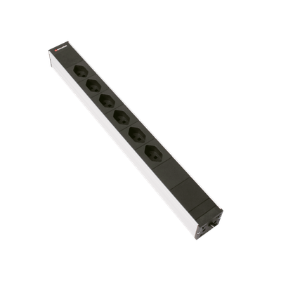Steckdosenleiste 19" 1HE, 6 x T23 schwarz, Überspannungsschutz SPS