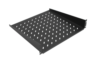 19" Tablar 2HE fest 450mm Tiefe, 25Kg, RAL9005, Frontmontage