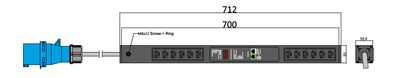 PDU IEX PIML 55x55mm, 12 x IEX (C13/C19 Combo), schwarz